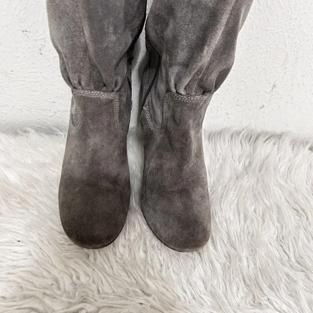 MICHAEL‎ MICHAEL KORS Tall Slouchy Shaft Boots Stale Grey Suede Leather Size 7 M